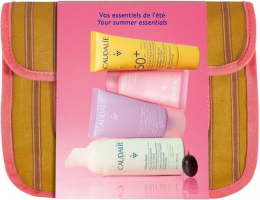 CAUDALIE Summer Pouch, Vinoclean Mousse Nettoyante 50 ml & VinoHydra Gel Moisturizer 15 ml & Ange Des Vignes Shower Gel 30 ml & Very High Protection SPF50+ 20 ml