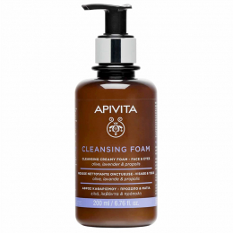 APIVITA Cleansing Foam Αφρός Καθαρισμού Πρόσωπο-Μάτια με Ελιά και Λεβάντα, 200 ml