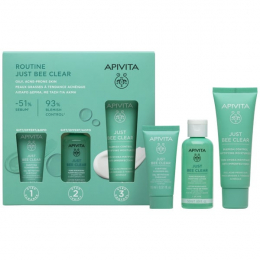 APIVITA Set Just Bee Clear - Κρέμα Προσώπου Κατά Των Ατελειών με Ματ Αποτέλεσμα 40ml + Δώρο Gel καθαρισμού 15ml + Λοσιόν Σύσφιξης Πόρων 50m