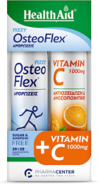 HEALTH AID  Pack Osteoflex Fizzy για τις Αρθρώσεις 20 αναβρ. δισκία & Vitamin C 1000mg Γεύση Πορτοκάλι 20 αναβρ. δισκία