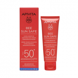 APIVITA Bee Sun Safe Hydra Sensitive Face Cream SPF50+ Καταπραϋντική Αντηλιακή Κρέμα Προσώπου για Ευαίσθητες Επιδερμίδες, 50 ml
