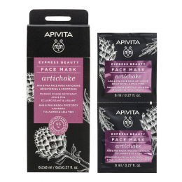 APIVITA Express Beauty Face Mask AHA and PHA Μάσκα Προσώπου με Αγκινάρα για Λάμψη και Λεία Υφή, 2x8 ml