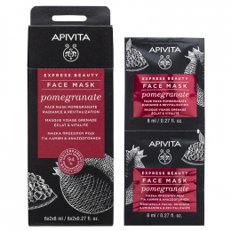 APIVITA Express Beauty Face Mask Μάσκα Αναζωογόνησης και Λάμψης με Ρόδι, 2x8 ml
