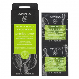 APIVITA Express Beauty Face Mask Μάσκα Ενυδάτωσης και Αναζωογόνησης με Φραγκόσυκο, 2x8 ml