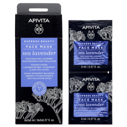 APIVITA Express Beauty Face Mask Μάσκα Προσώπου με Θαλάσσια Λεβάντα για Ενυδάτωση και Αντιοξειδωτική Προστασία, 2x8 ml