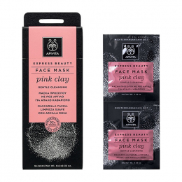 APIVITA Express Beauty Face Mask Μάσκα Προσώπου Ροζ Άργιλος για Απαλό Καθαρισμό, 2x8 ml