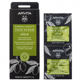 APIVITA Express Beauty Face Scrub Προσώπου με Ελιά για Βαθιά Απολέπιση, 2x8 ml