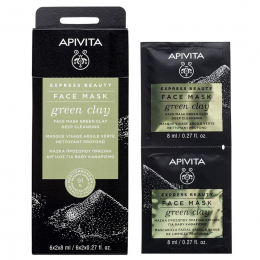 APIVITA Express Beauty Green Clay Face Mask Μάσκα για Βαθύ Καθαρισμό με Πράσινη Άργιλο, 2x8 ml