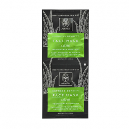 APIVITA Express Beauty Face Mask Μάσκα Προσώπου για Ενυδάτωση και Αναζωογόνηση Με Αλόη, 2x8 ml