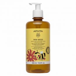 APIVITA Mini Bees Απαλό Σαμπουάν και Αφρόλουτρο για Παιδιά με Καλέντουλα και Μέλι, 500 ml