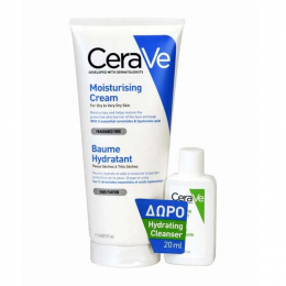 CERAVE Πακέτο Moisturising Cream Κρέμα Προσώπου για Ξηρές Επιδερμίδες, 177 ml και Δώρο Hydrating Cleanser, 20 ml