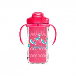 DR. BROWN'S Insulated Straw Cup Κύπελλο Θερμός με Καλαμάκι και Λαβές 12 μηνών και άνω Ροζ, 300 ml