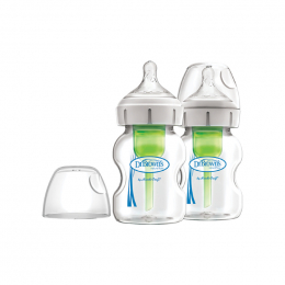 DR. BROWN'S Natural Flow Anti-colic Options+ Γυάλινο Μπιμπερό Κατά των Κολικών με Θηλή Σιλικόνης 0 μηνών και άνω, 2x150 ml