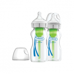 DR. BROWN'S Natural Flow Anti-colic Options+ Γυάλινο Μπιμπερό Κατά των Κολικών με Θηλή Σιλικόνης 0 μηνών και άνω, 2x270 ml