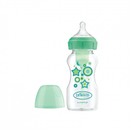 DR. BROWN'S Natural Flow Anti-colic Options+ Πλαστικό Μπιμπερό Κατά των Κολικών με Θηλή Σιλικόνης 0 μηνών και άνω Πράσινο, 270 ml