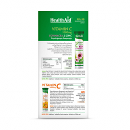 HEALTH AID Vitamin C Βιταμίνη C 1000mg Echinacea Zinc 20 αναβράζοντα δισκία & Vitamin C Βιταμίνη C 1000mg 20 αναβράζοντα δισκία