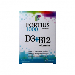 GEOPLAN Fortius D3 1000 IU and B12 1000 mcg, 30 disp. tabs