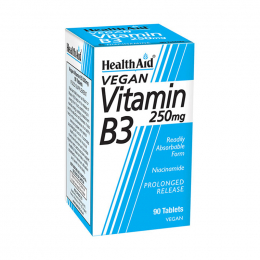 HEALTH AID Vitamin B3 (Niacin) 250mg Συμπλήρωμα με Βιταμίνη Β3 για το Νευρικό Σύστημα, 90 tabs