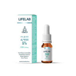 LIFELAB 24h 5% CBD 500 mg Συμπλήρωμα Διατροφής σε Μορφή Ελαίου για Ισορροπία & Ευεξία, 10 ml