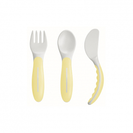 MAM Baby's Cutlery Πηρουνάκι Κουταλάκι και Μαχαιράκι 6 μηνών και άνω Κίτρινο, 3 τμχ