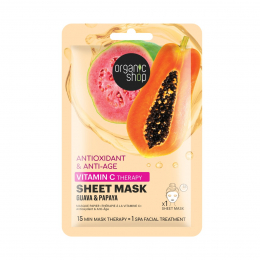 NATURA SIBERICA Sheet Mask Αντιγήρανσης και Αντιοξείδωσης με Βιταμίνη C Γκουάβα και Παπάγια, 1 τμχ