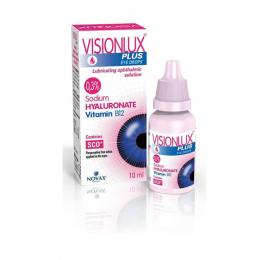 NOVAX PHARMA Visionlux Lubrucating Eye Drops Λιπαντικό Οφθαλμικό Διάλυμα με Υαλουρονικό Νάτριο σε Σταγόνες, 10 ml