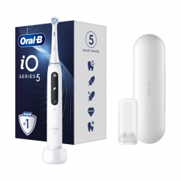 ORAL-B iO Series 5 Ηλεκτρική Οδοντόβουρτσα με Αισθητήρα Πίεσης και Θήκη Ταξιδίου White, 1 τμχ