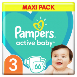 PAMPERS Active Baby Maxi Pack Νο.3 Πάνες (6-10 kg), 66 τμχ