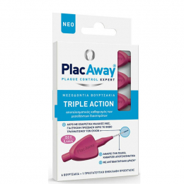 PLAC AWAY Triple Action Μεσοδόντια Βουρτσάκια 0.4mm Ροζ, 6 τμχ