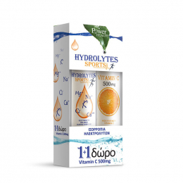 POWER HEALTH Power of Nature Hydrolytes Sports Stevia, 20 eff. tabs + Δώρο Vitamin C 500 mg, 20 eff. tabs