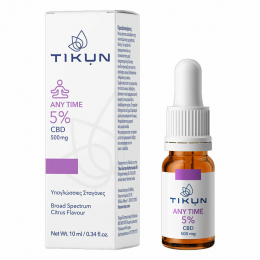 TIKUN Any Time Έλαιο Κάνναβης σε Σταγόνες 500mg με 5% CBD με γεύση Citrus, 10 ml