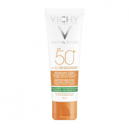 VICHY Capital Soleil Face Mattifying 3 in 1 SPF50+ Αντηλιακή Προσώπου Κατά της Λιπαρότητας, 50 ml